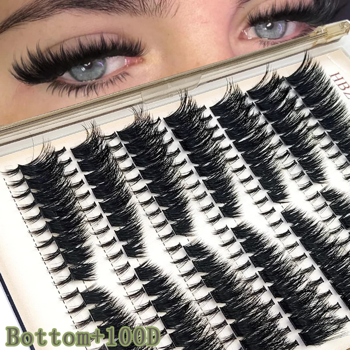 HBZGTLAD Nuove Extension Ciglia a Ciuffetti 60D-100D con Punta e Effetto Spikes, Ciglia Voluminose Individuali