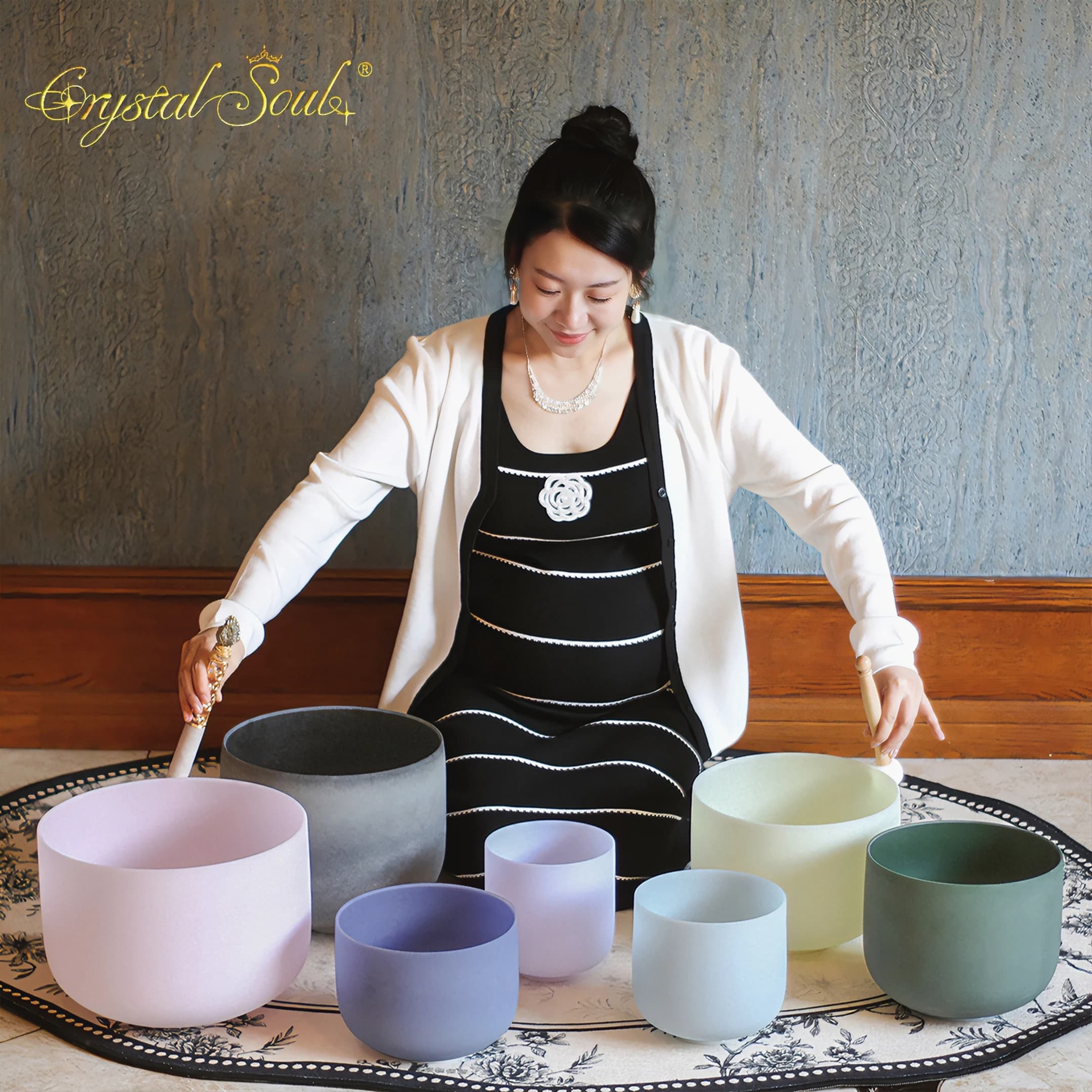 Crystal Soul High Quality Pure Gemstone Elements Crystal Singing Bowl Sets Wholesale