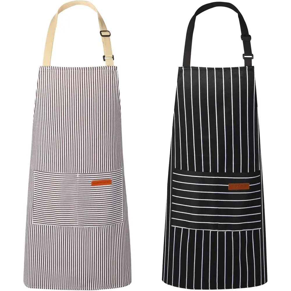 2 Pack Kitchen Aprons, Apron for Cooking with 2 Pockets, Unisex Adjustable Neck Strap Chef Aprons for Men Women