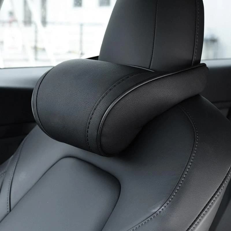 Cuscino da viaggio per poggiatesta sedile, cuscino per il collo in pelle PU per Tesla Model 3/Y/X/S, cuscini in memory foam, accessori per auto