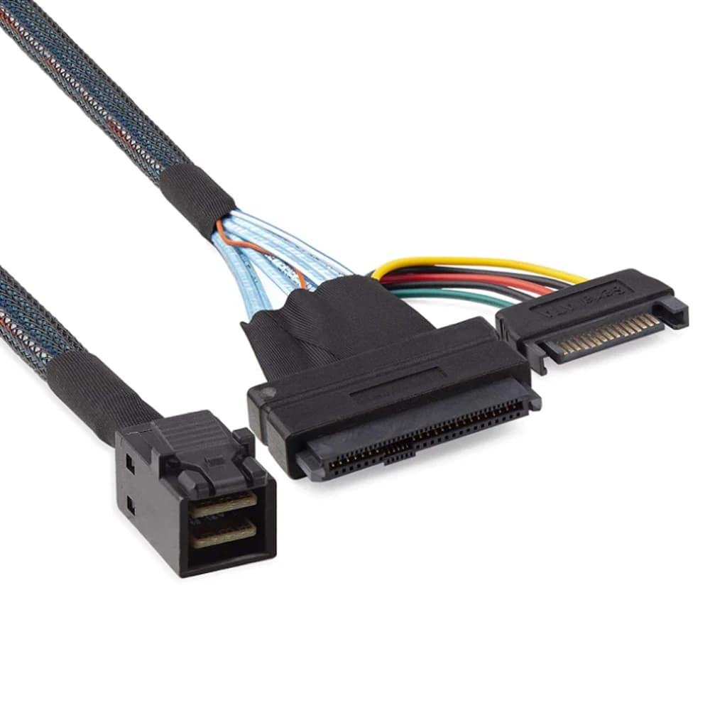 SSD interno PCIe 4.0 Mini SAS SFF-8643 a U.2 SFF-8639 con cavo di alimentazione SATA maschio a 15 pin