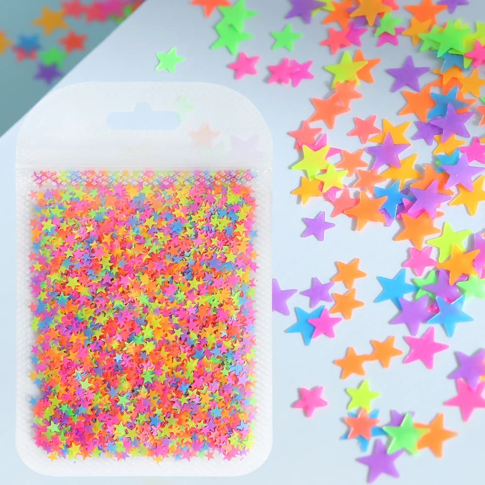 Stelle fluorescenti paillettes Glitter per resina epossidica riempimento Neon stella a cinque punte fiocchi stampi in Silicone riempitivo fare artigianato fai da te