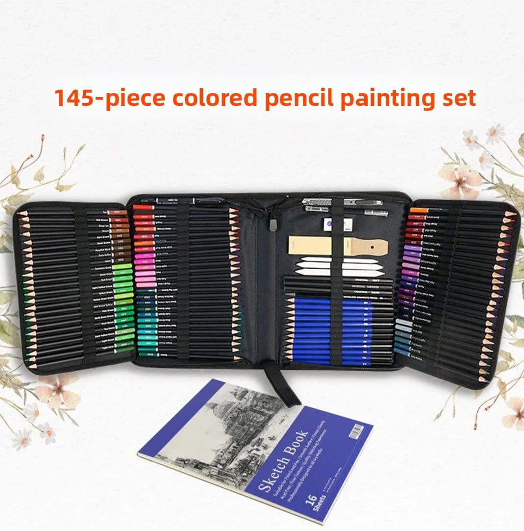 145 pcs Drawing Sketching Coloring Set Drawing Pencils & Sketching Kit Art Tool Kit Professional Art Supplies Set