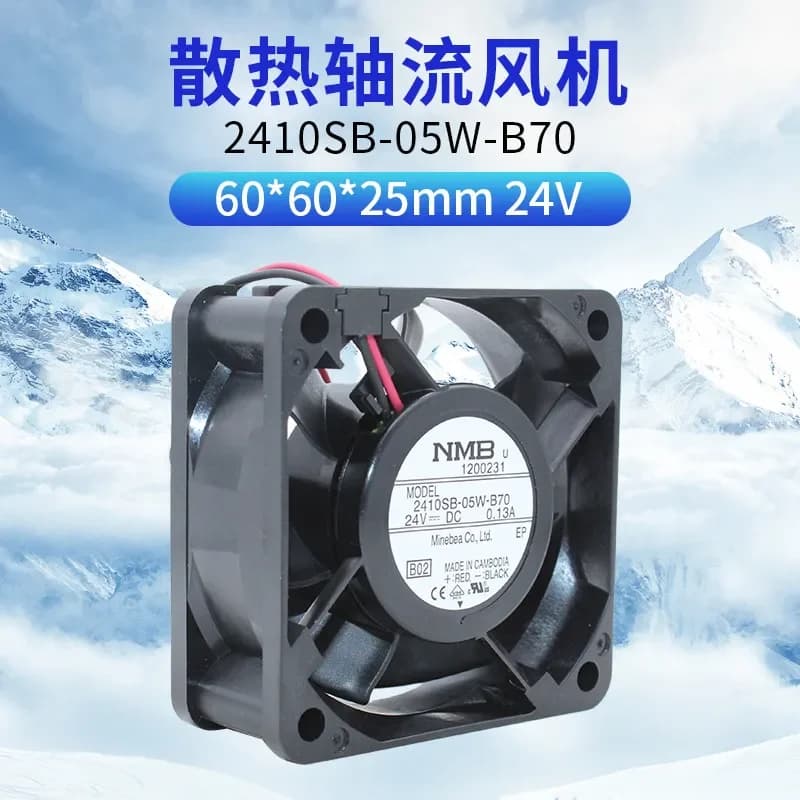 NMB-MAT 6025 6CM 2410SB-05W-B70 24V 0.13A Inverter Cooling Fan for Electronics Enclosures and Power Supplies