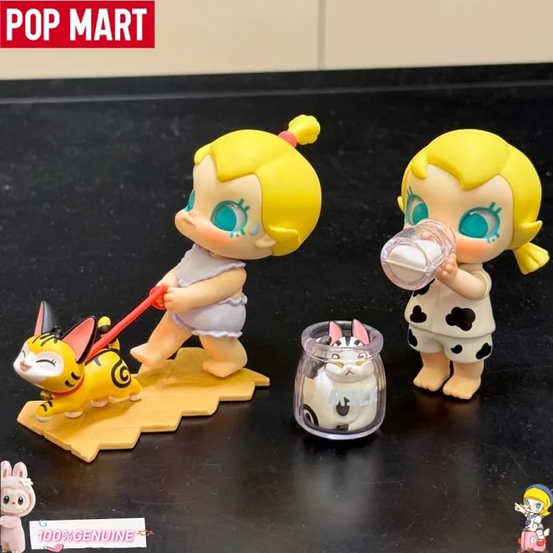 POP MART Baby Molly Meow Fun Series Mystery Blind Box - Statuetta da Collezione a Tema Gatto, Decorazione da Scrivania, Regalo per gli Amanti dei Giocattoli di Tendenza