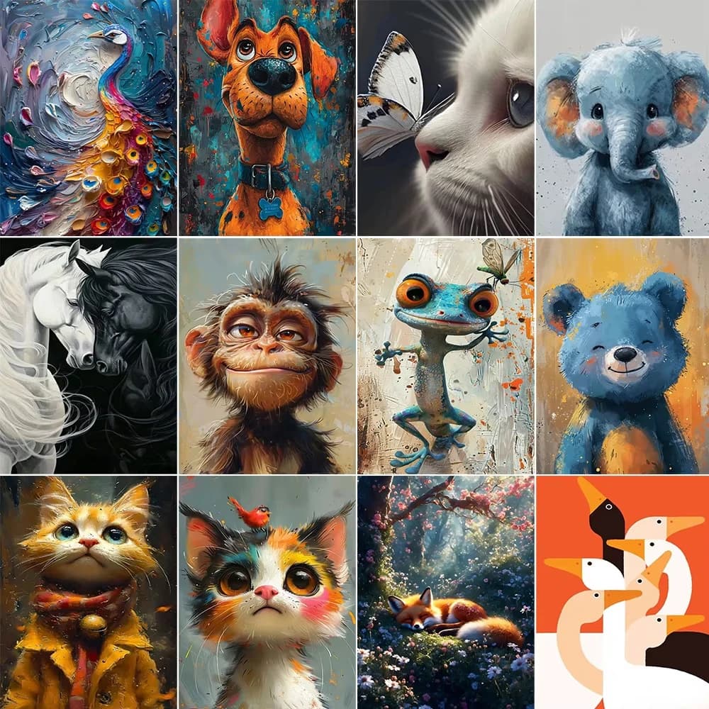 Kids Coloring Drawing Number on Canvas Diy Acrylic Painting Package Children Paint By Numbers Cartoon Wall Picture for Bedroom