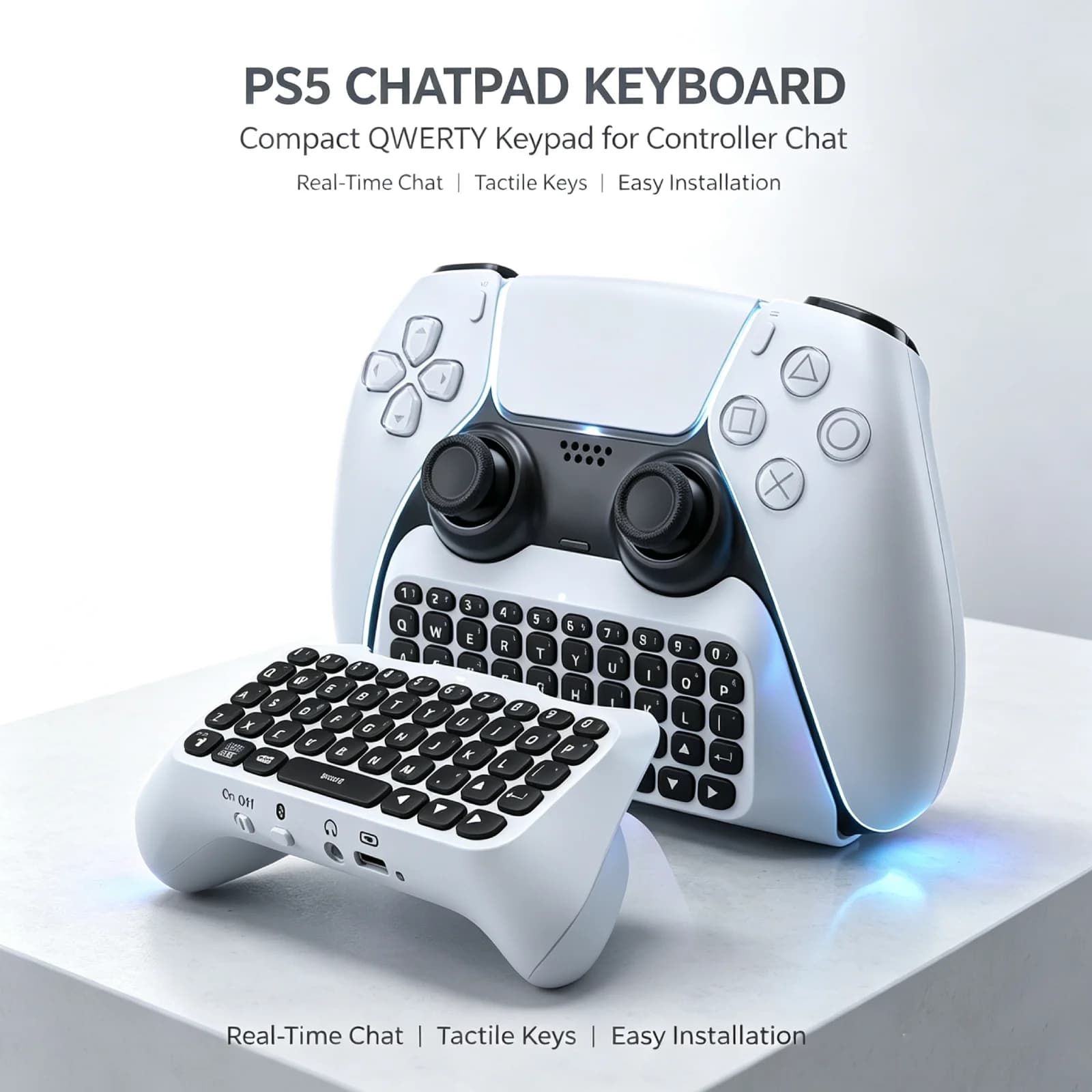 Wireless Bluetooth Chatpad Keyboard for PlayStation 5 PS5 Pro Controller Voice Chat Text Messaging Input Game Accessories