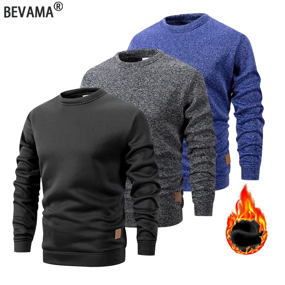 Felpa girocollo calda da uomo Pullover termico foderato in pile Autunno Inverno Moda maglione casual Felpa con cappuccio a maniche lunghe in maglia larga