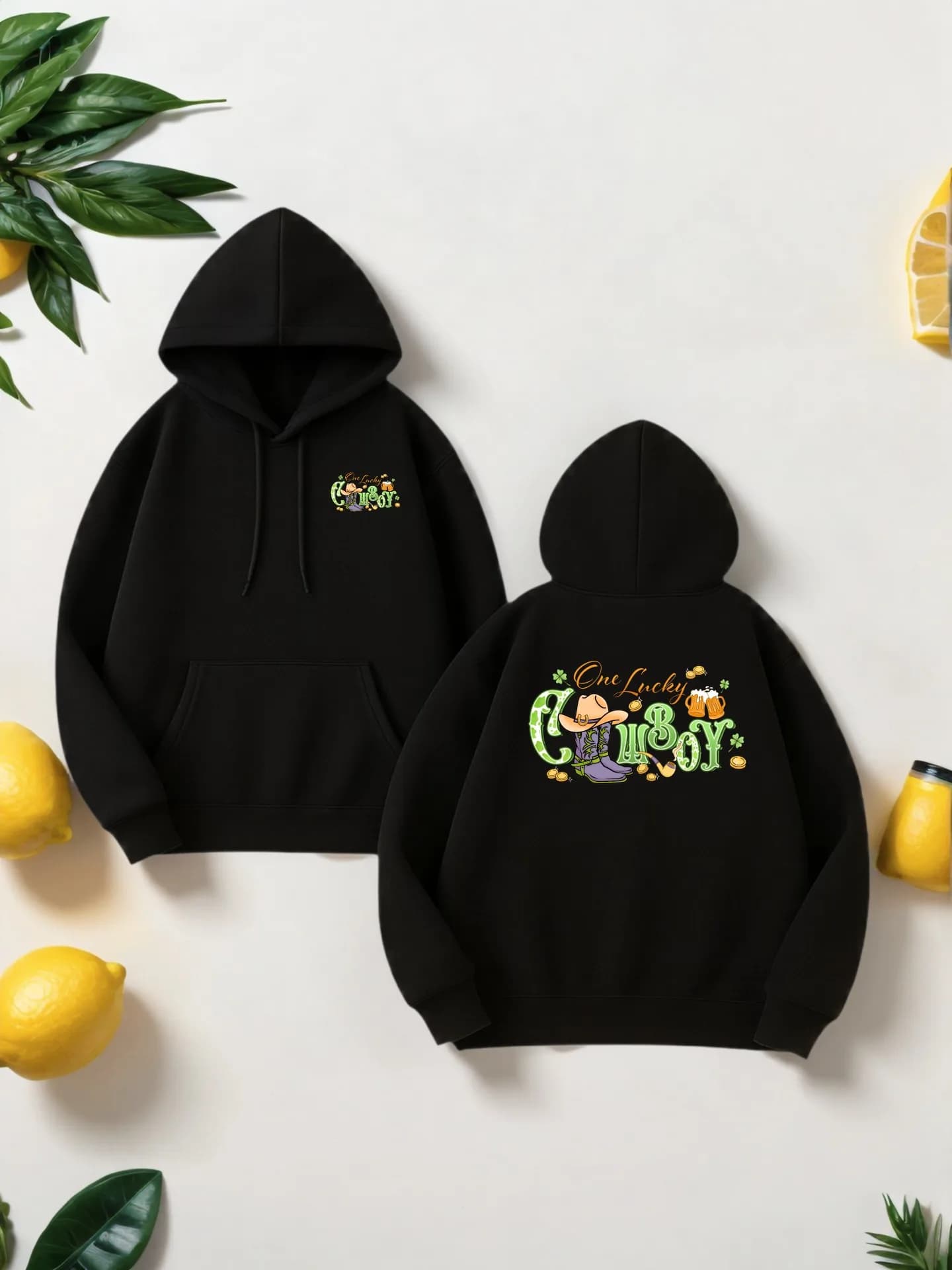 Felpa con cappuccio da uomo, stampa cartoon, stile casual, foderata in pile, da indossare tutti i giorni, per giovani uomini