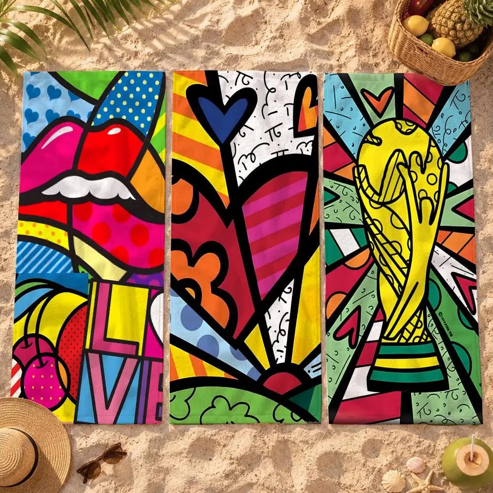 Britto Cartoon Towel Microfiber Thin Lightweight Absorbent Quick Dry For Beach Swimming Yoga Bath Sports Travel