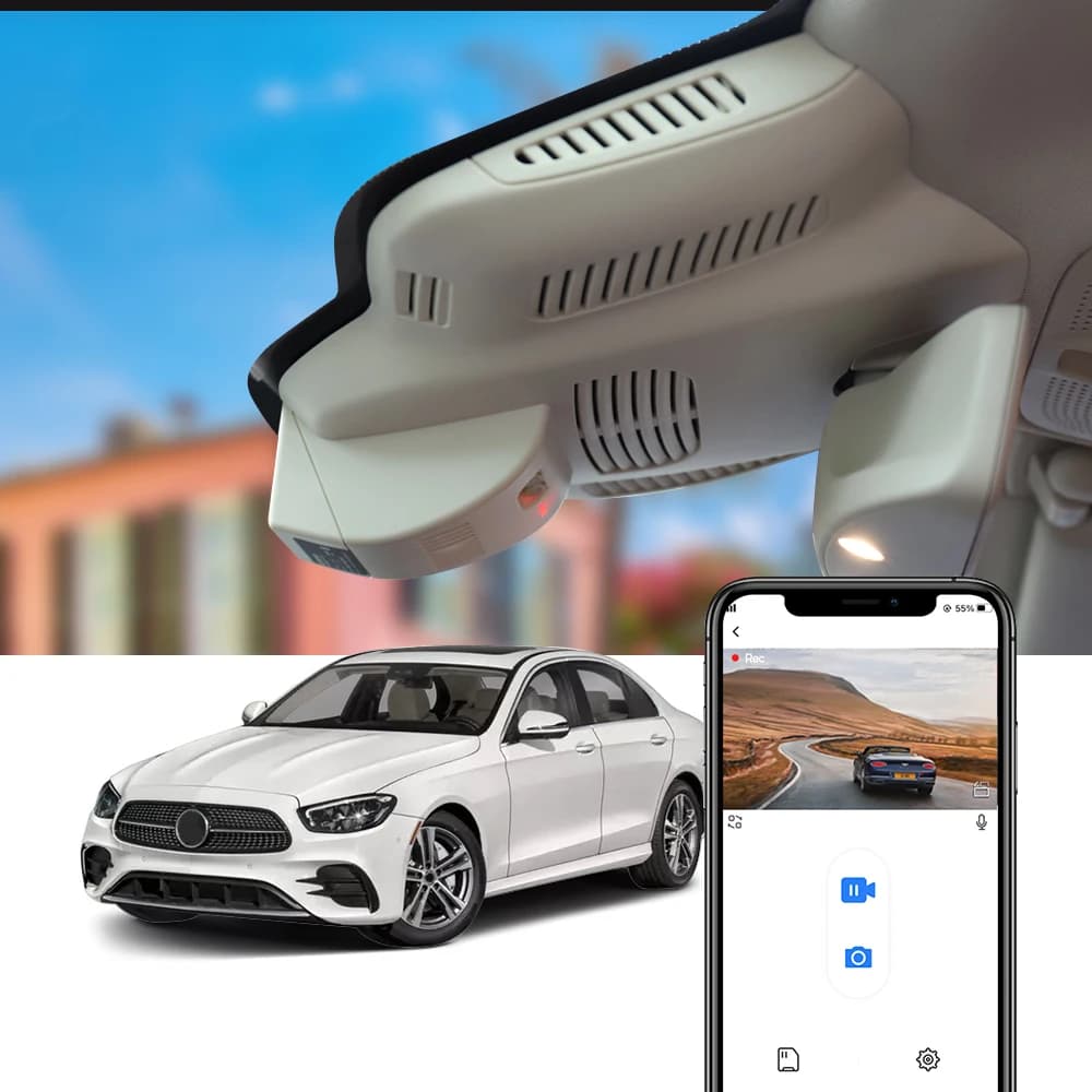 Fitcamx 4K Dash Cam for Mercedes Class E W213 (2017-2023), compatible with E300/E350/E450 4MATIC, E200/E220d/AMG E63 S and more