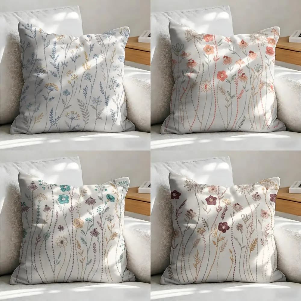 Fodera per cuscino con fiori rosa e viola, in morbido peluche corto, texture liscia e accogliente, estetica, per decorazioni domestiche