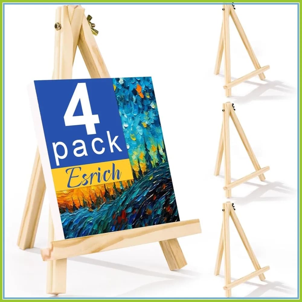 Set di 4 Cavalletti in Legno da 9 Pollici, Mini Supporti a Treppiede per Tele da Pittura, Arte e Artigianato, Porta-Insegne da Tavolo Portatili