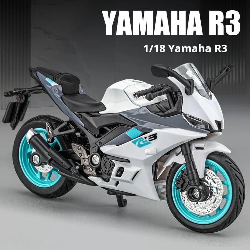 Modellino Moto YAMAHA R3 in Lega Scala 1:18, Stile Sportivo, Mini Moto da Collezione con Luci e Suoni