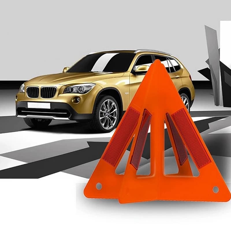 【F】Segnale di Avvertimento Riflettente Portatile per Auto, Triangolo Pieghevole con Treppiede, Accessorio per Emergenze Stradali