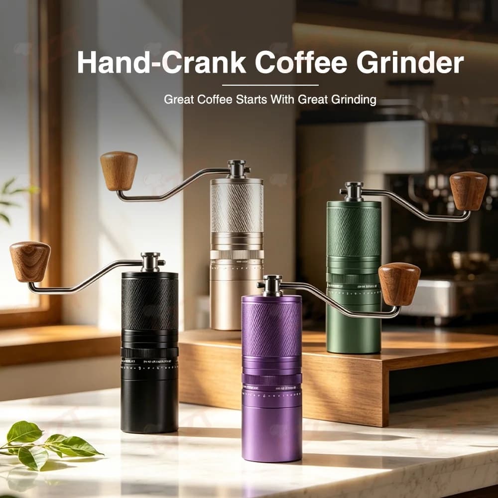 GZZT CGCYS38 Hand Crank Coffee Grinder 38mm CNC Stainless Steel 7-Core Burr Manual Coffee Bean Mill for Espresso Pour Over
