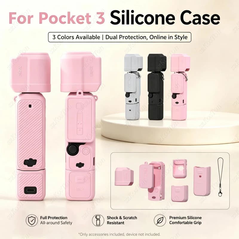 Silicone Case Anti-shock case for DJI Osmo Pocket 3 Gimbal Camera Anti-scratch Handle Soft Protective Case Cover