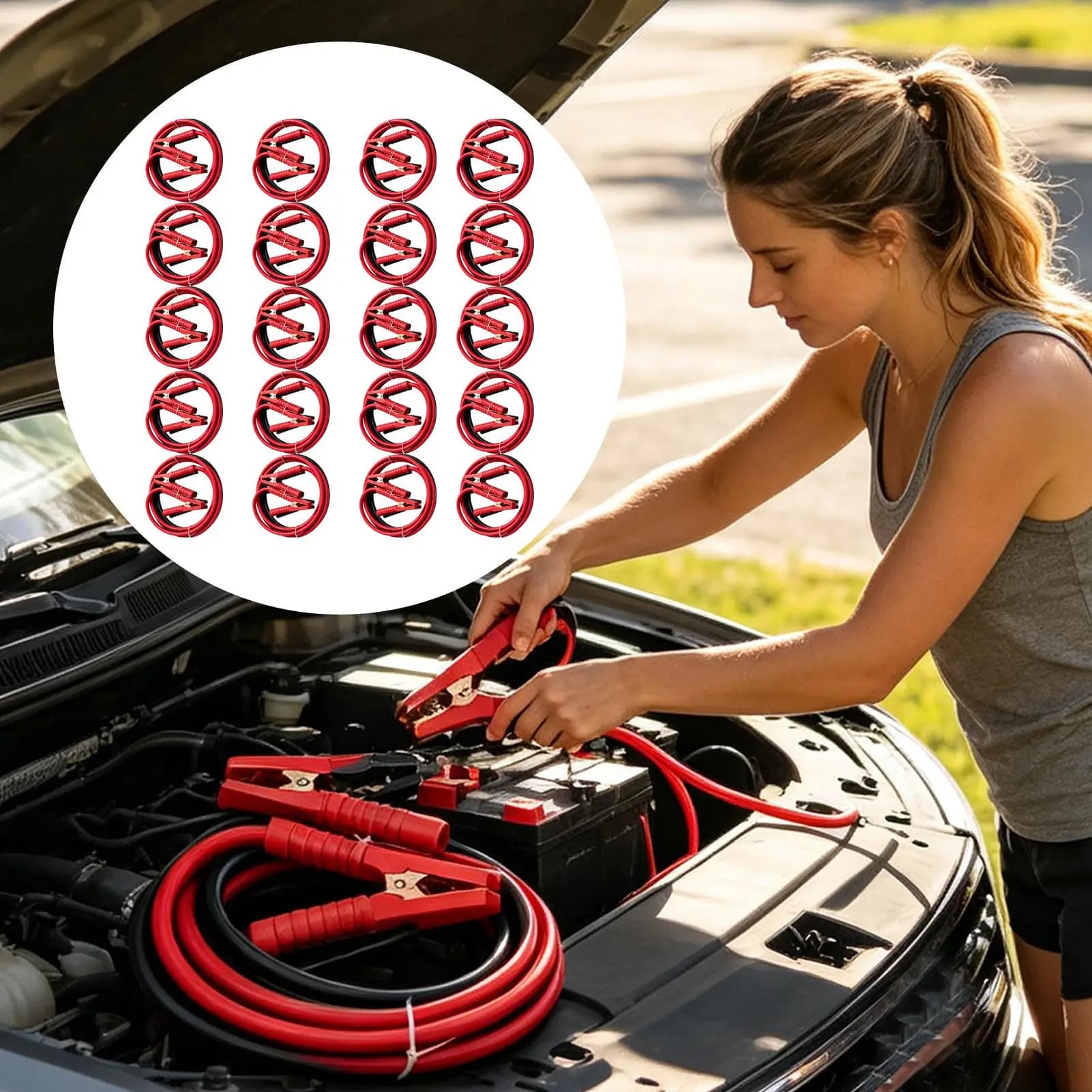 Automotive Battery Jumper Cables 20Pcs/set Copper Core Emergency Battery Rescue Cables Vehicle Jump Starter Cable