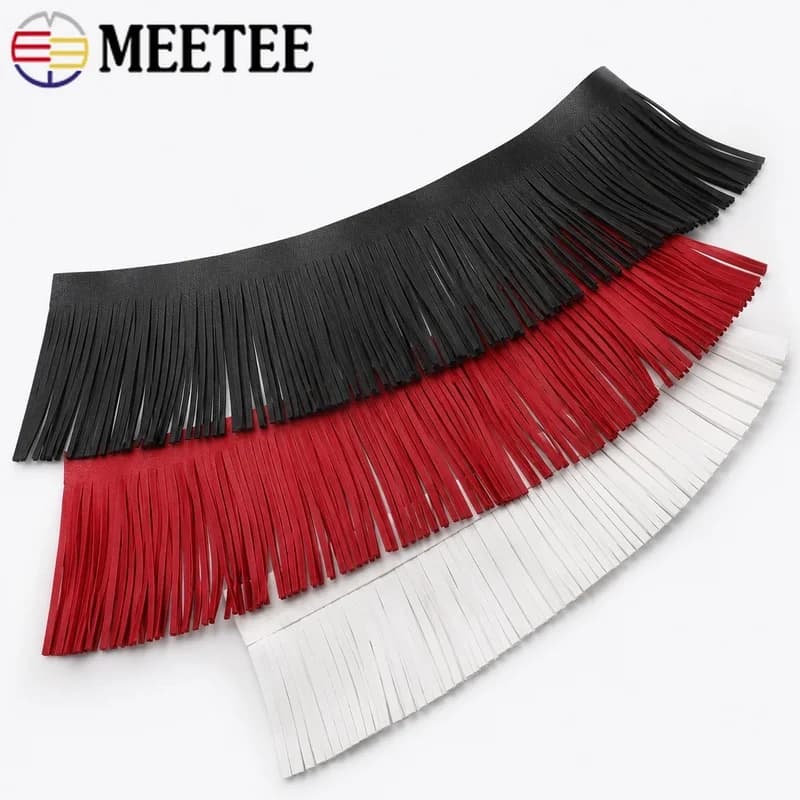 2M 10-30cm Faux Leather Tassel Fringe Trim Long Cut Ribbon for Handbag Dress Jacket Costume Apparel Decoration Sewing DIY Crafts