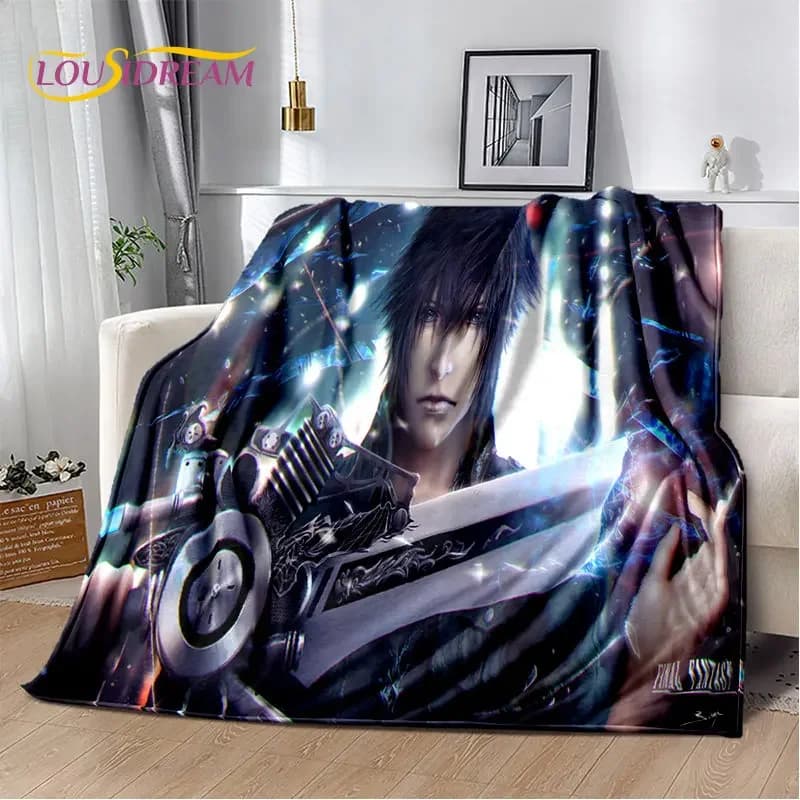 Coperta morbida in peluche per giocatori della serie Final Fantasy, coperta in flanella per soggiorno, camera da letto, divano letto, copertura da picnic