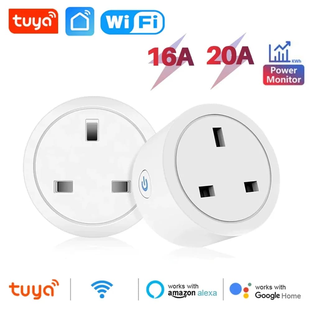 Intelligent WiFi TUYA 20A 16A with Consumption Monitoring, Vocal Control and Temporization, Compatible with Alexa and Google Home