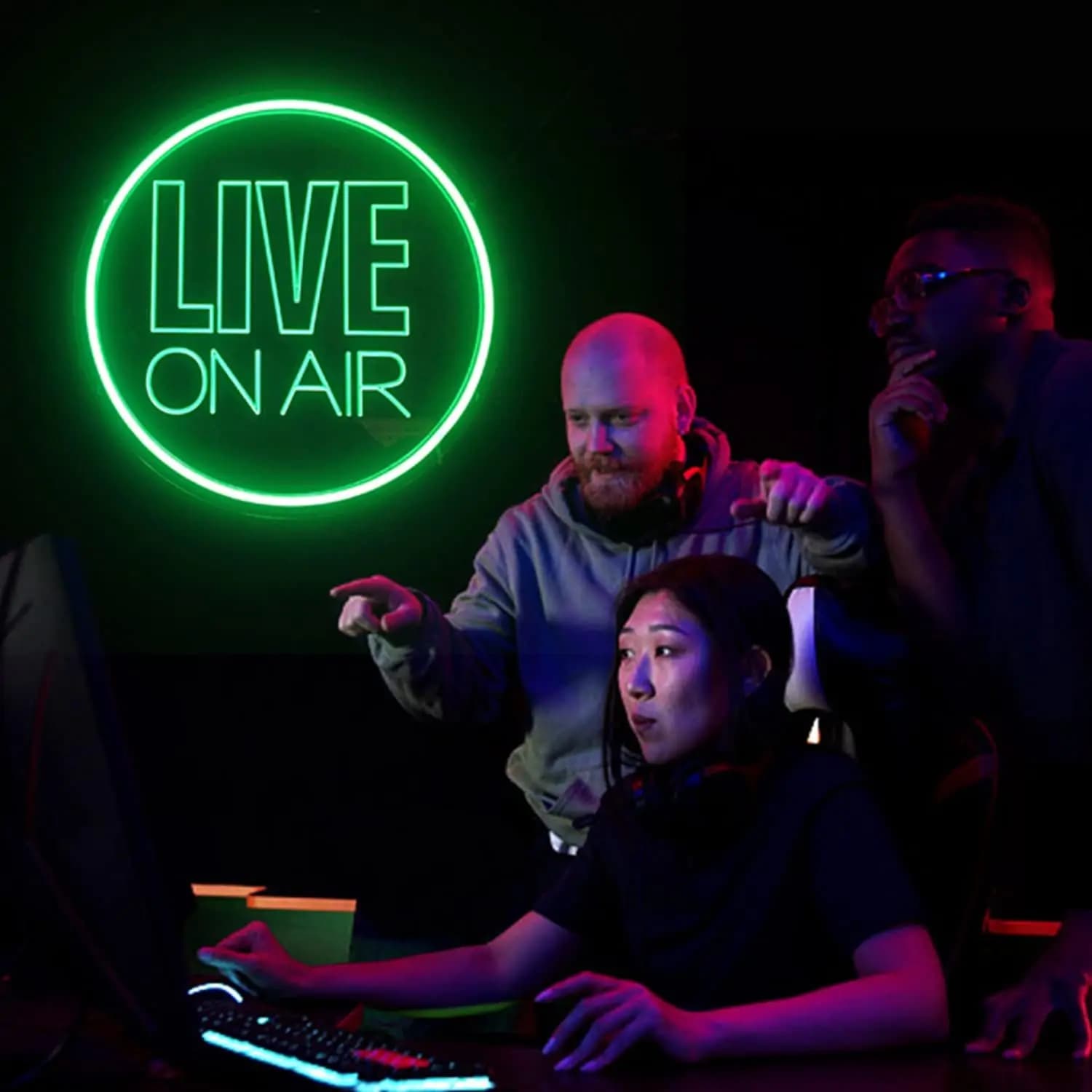 Insegna LED Neon Live On Air, alimentata tramite USB, dimmerabile, fatta a mano, per TikTok, Twitch, Streamer, Gamer, Sala Giochi, Studio, Decorazione