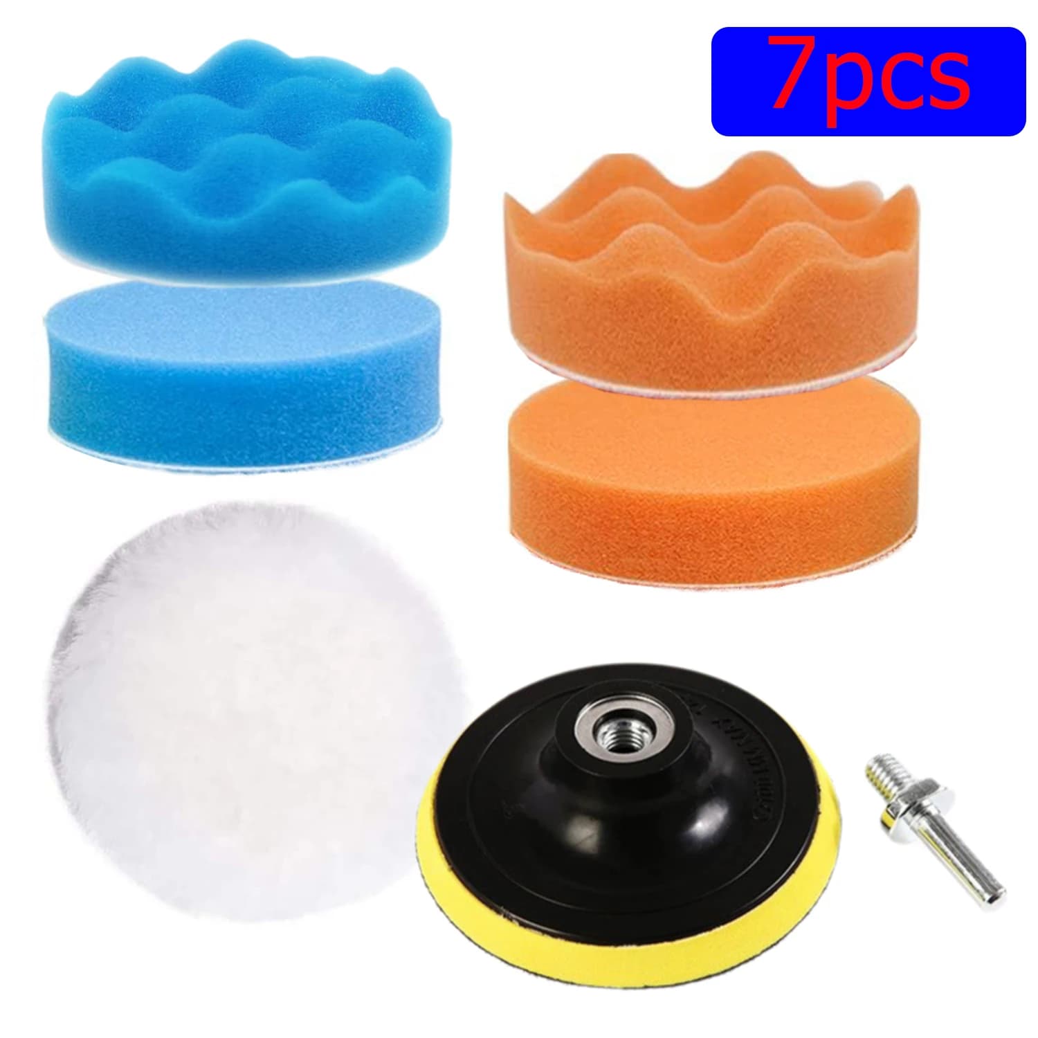 Kit tampone per lucidatura per trapano in schiuma per auto da 3 pollici 7 pezzi, spugne per dettagli blu per dettagli auto, dettagli automatici, lucidatura, ceratura
