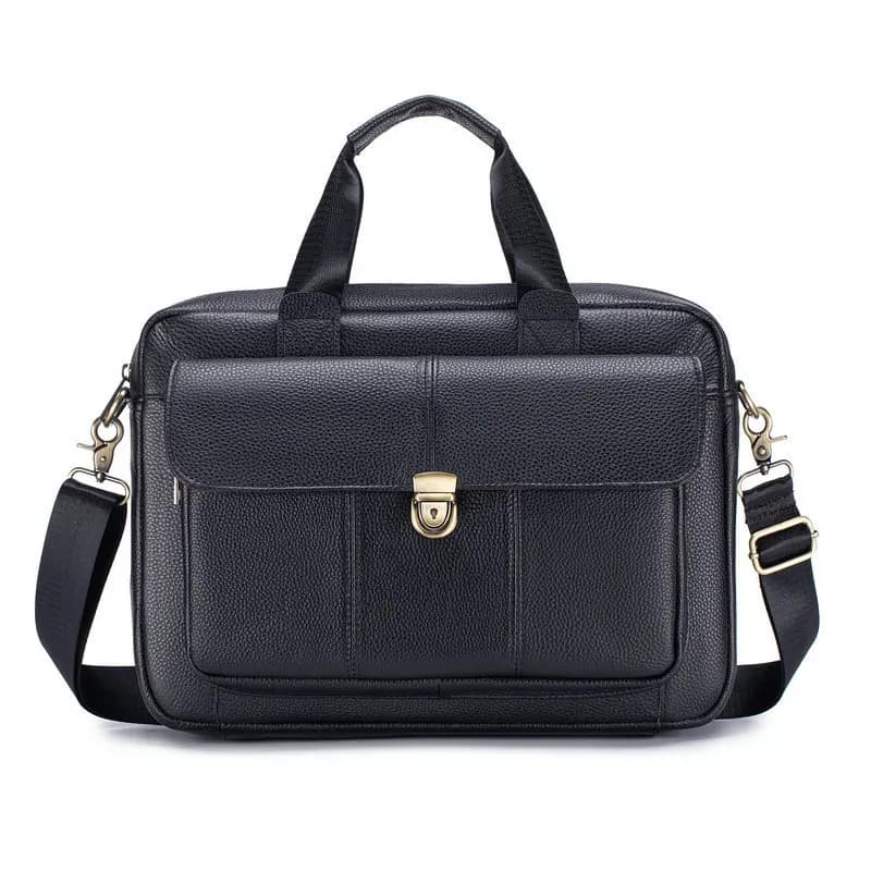 Leather men's bag top layer of cowhide hand-held briefcase horizontal style laptop bag casual cross-body bag single shoulder bag
