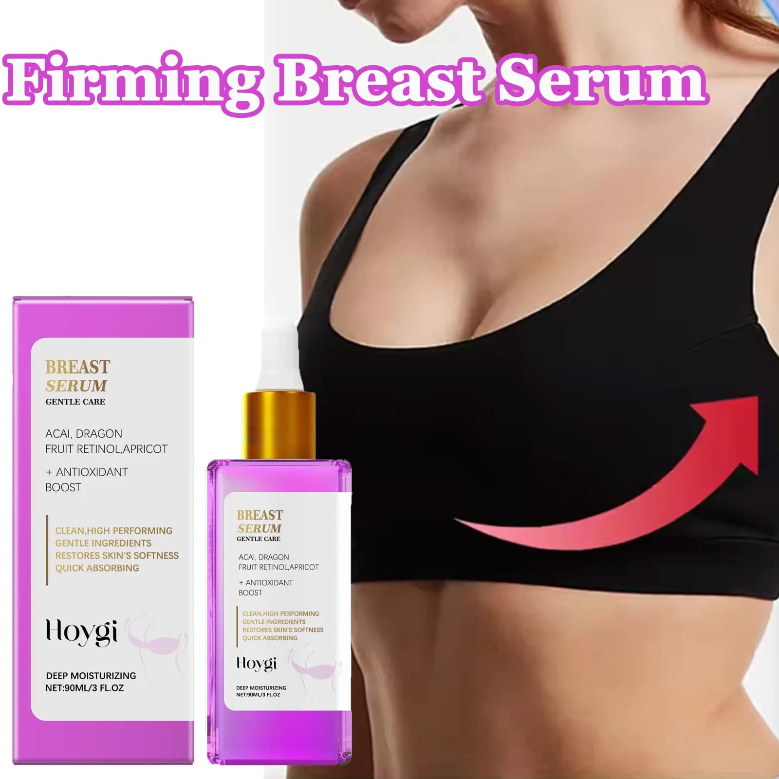 Siero rassodante per il seno Lift & Hydrate la pelle del torace Idratante Migliora il rilassamento della pelle Rassodante Siero nutriente per il sollevamento del torace