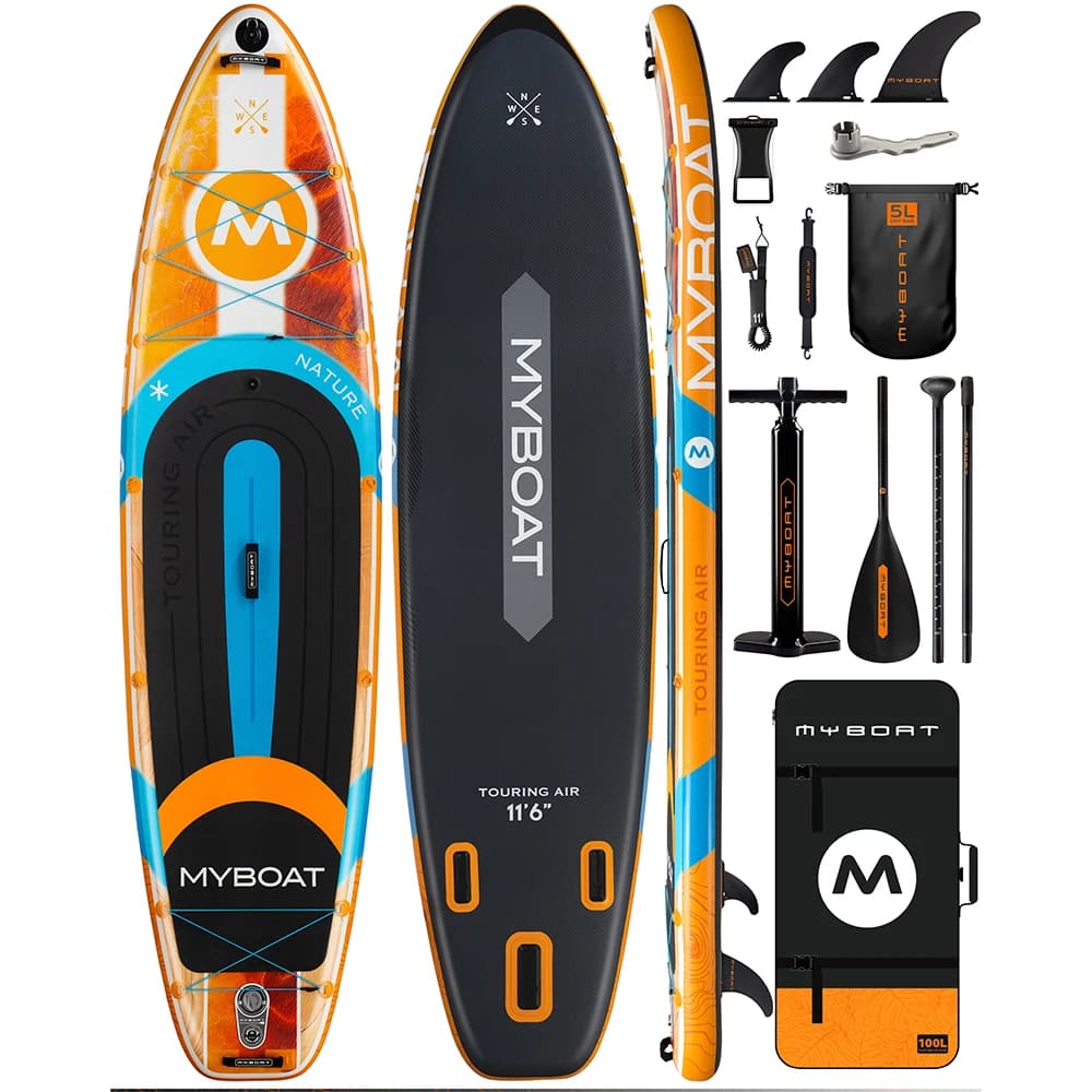 Myboat SUB Tavola da paddle gonfiabile impermeabile 11'6''x34''x6'' Pesca acquatica in piedi per adulti con accessori SUP сапokaрд