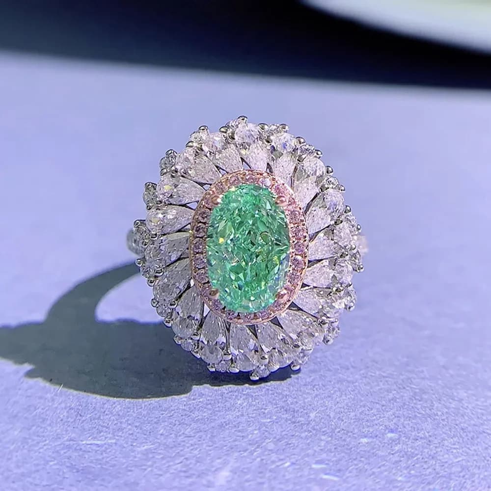 Pendenti e Ciondoli 100% 925 Reale Argento 6*9mm Verde Chiaro Tormalina Anelli per Le Donne Della Pietra Preziosa Lab Diamante Festa di Nozze Gioielleria Raffinata Regali