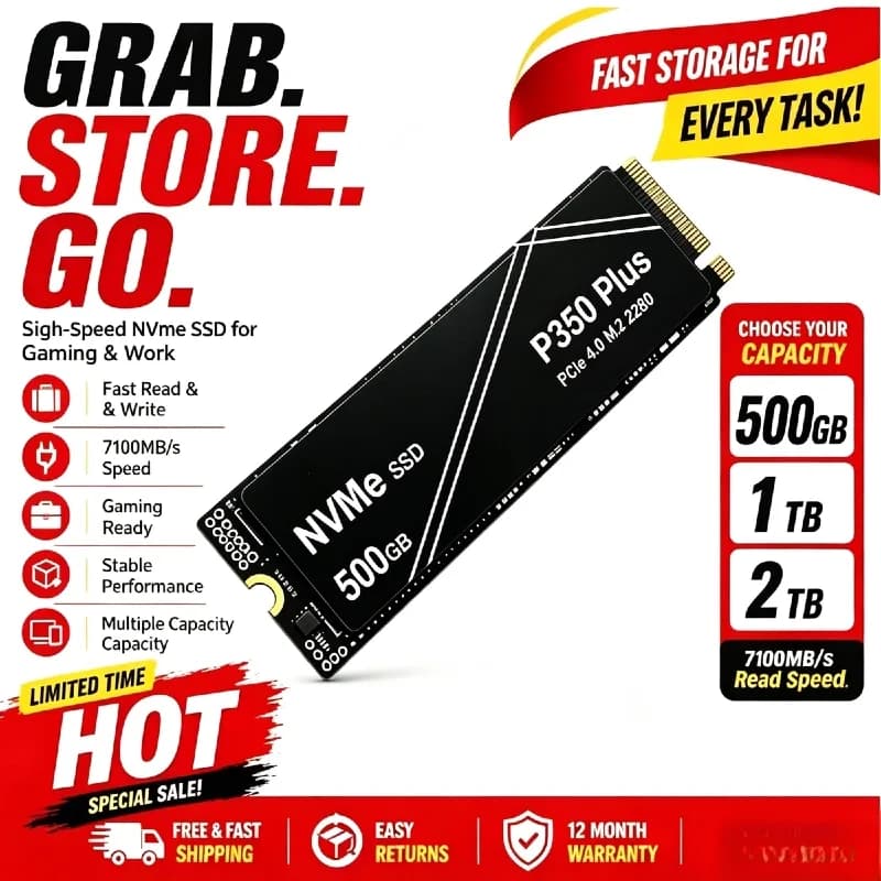 High Speed P350 PLUS 1TB 2TB 4TB Portable PCIe Gen NVMe External SSD for Gaming PC Laptop PS5 Storage Pro Max Unit Plus
