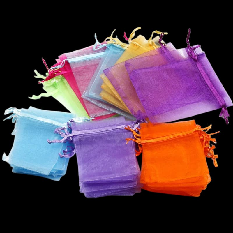 50pcs/Lot Multicolor Jewelry Packaging Bag 7*9 11*16 15*20cm Organza Bags Gift Storage Wedding Drawstring Pouches Wholesales jewelry boxes jewelry box organizer earing card
