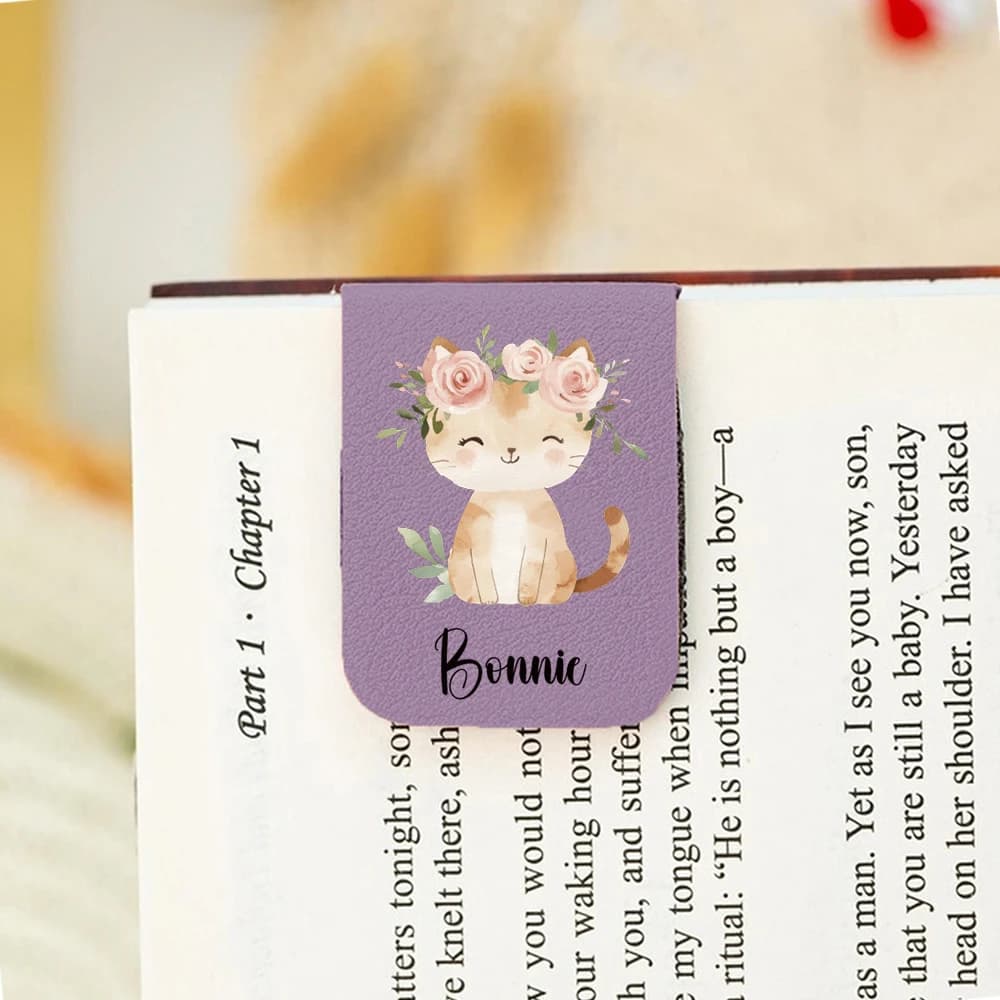 1PC Cool Kitten Custom Name Print Aqua Blue Book Clip For Birthday Gifts