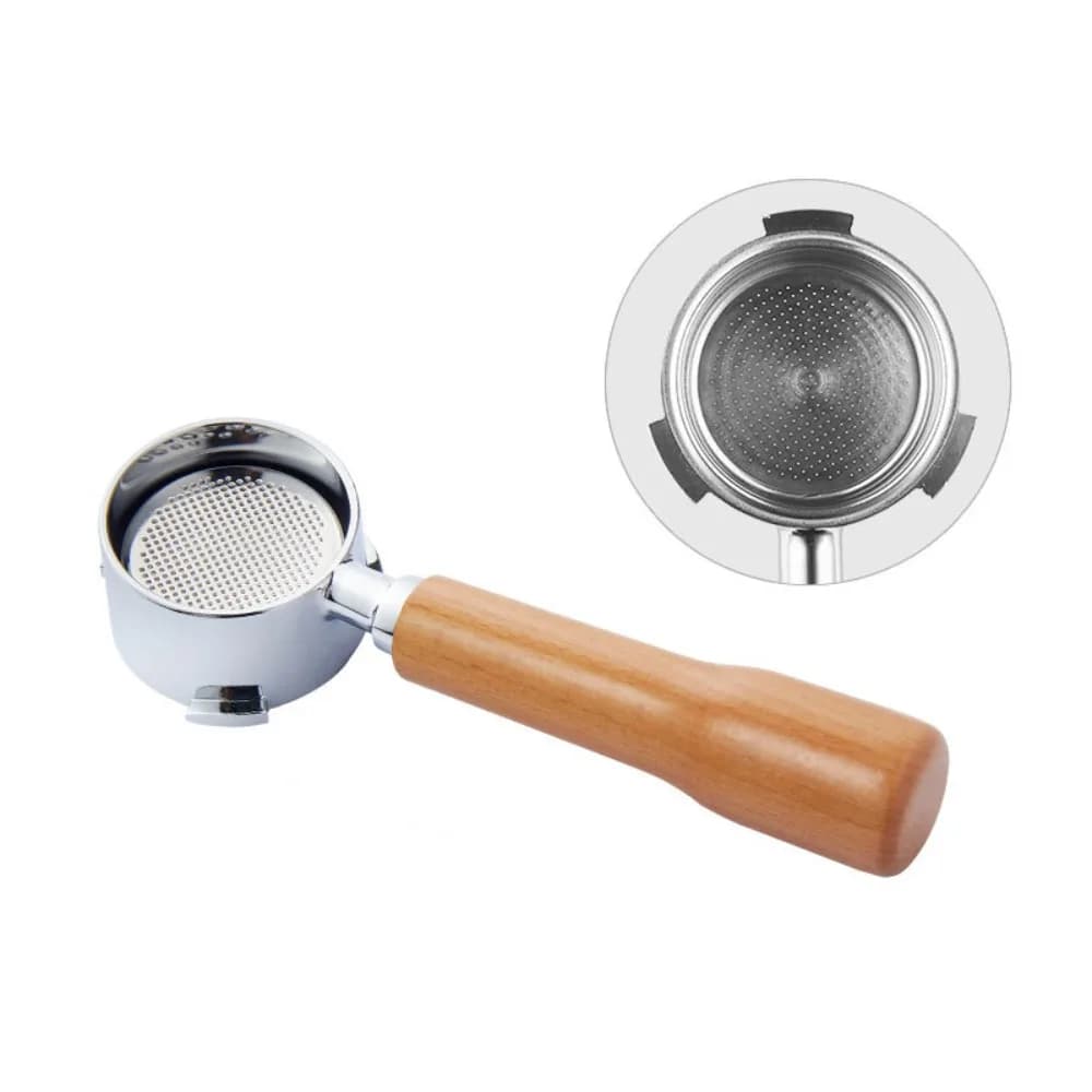 51mm Bottomless Coffee Portafilter 3 Ear Universal Espresso Filter Handle Wood Handle Espresso Machine Replacement Parts Barista