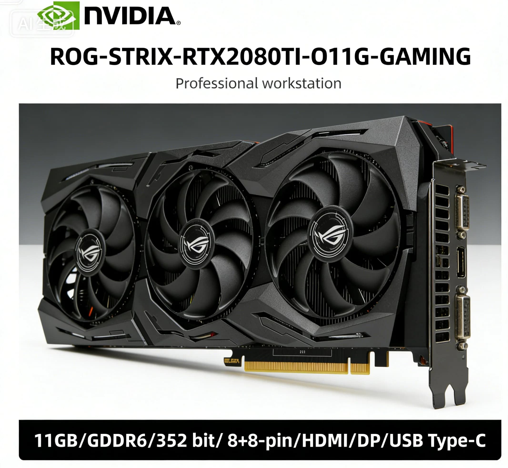 Scheda grafica ASUS NVIDIA RTX 2080 Ti GPU STRIX RTX2080TI O11G GAMING 11GB GDDR6 352bit PCI-E 3.0 HDMI DP USB Type-C 8pin+8pin