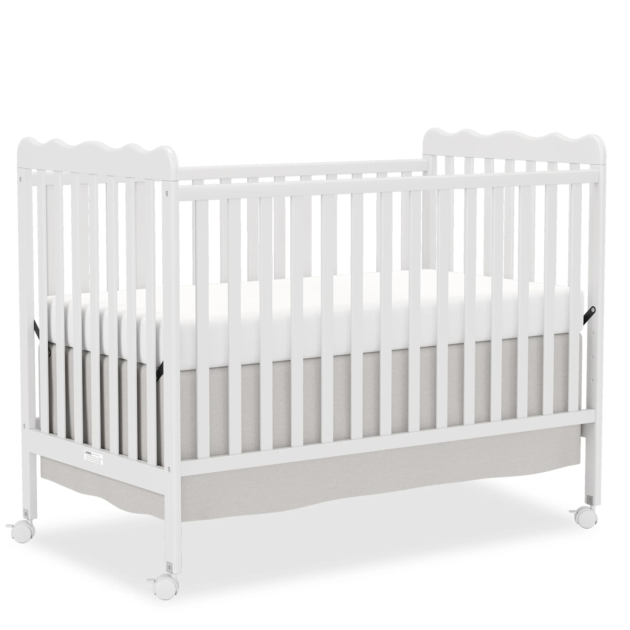 4-in-1 Convertible Wooden Baby Crib, Converts to Toddler Bed & Daybed, 3 Adjustable Mattress Heights, Non-Toxic Finish, Removable Wheels
