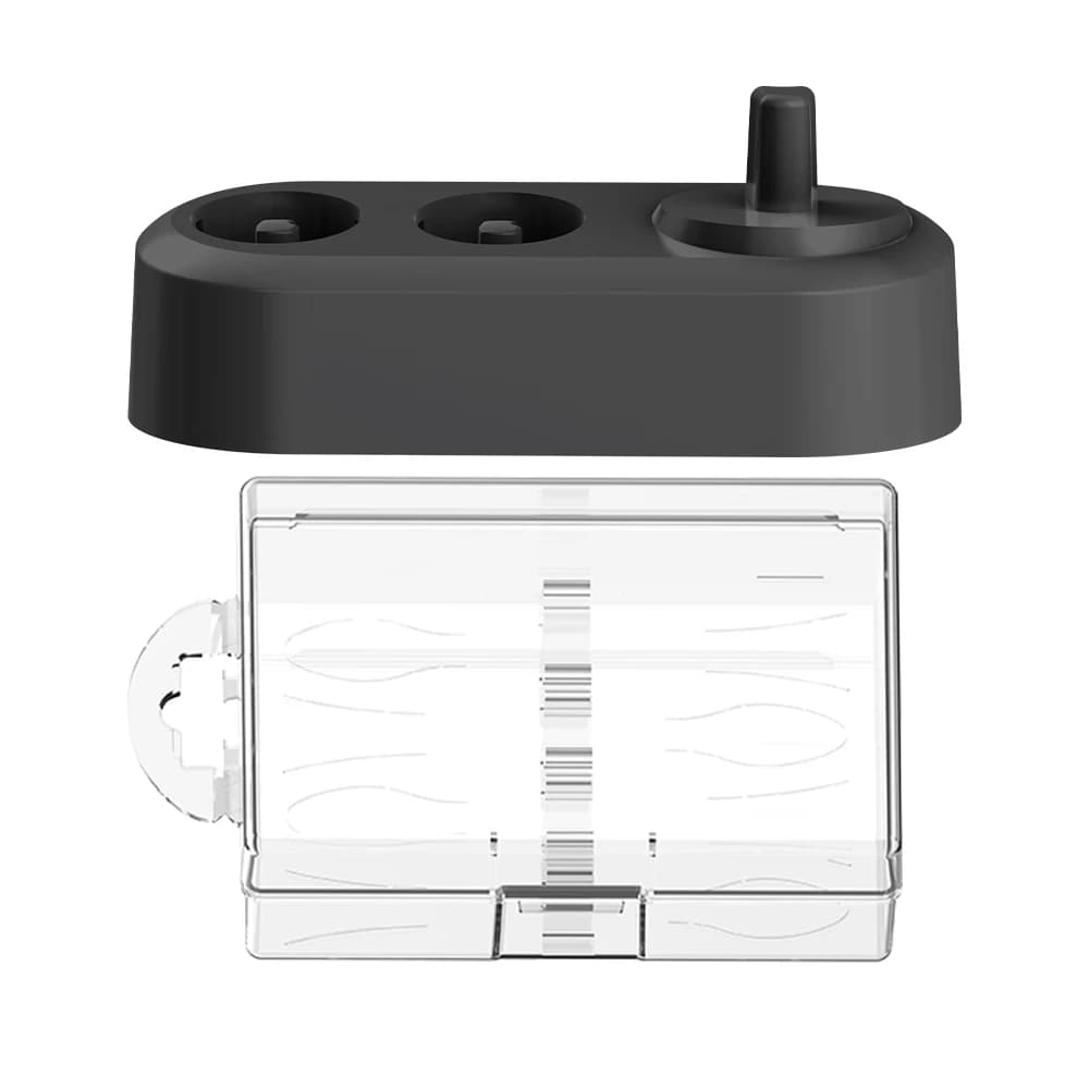 Inductive USB charging base and travel case for toothbrush heads, compatible with Oral B iO 2/3/4/5/6 electric toothbrush
