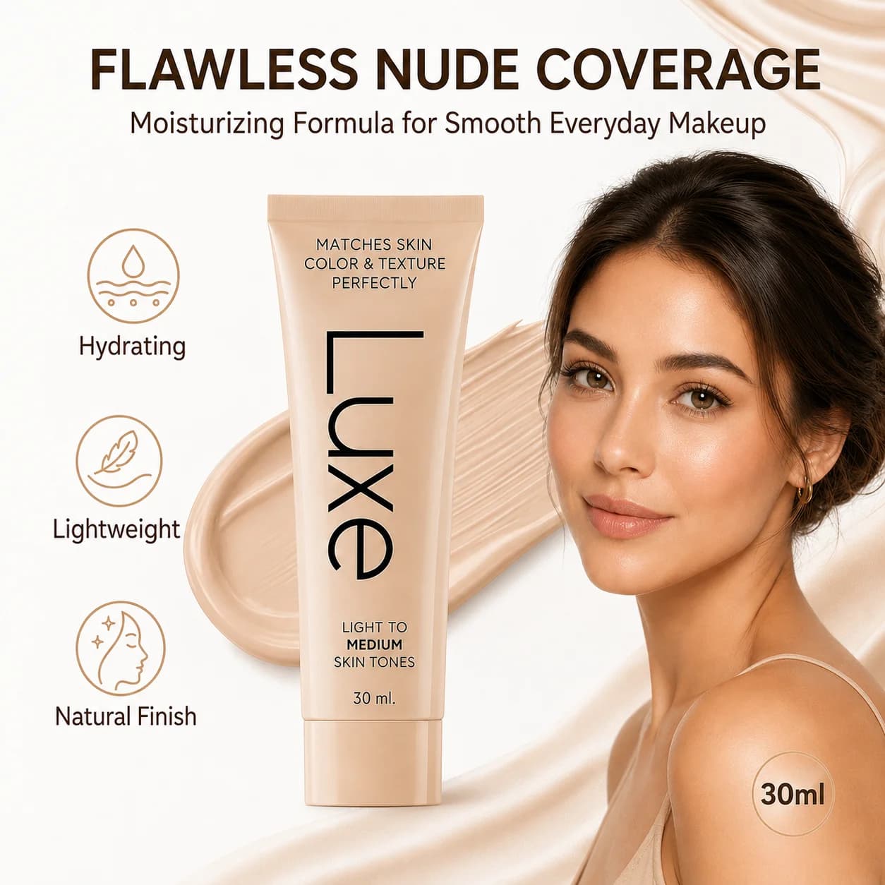 Luxe Color Changing Face Foundation Skin Tone Adjusting Hydrating Concealer Waterproof Full Coverage Natural Daily Makeup Base