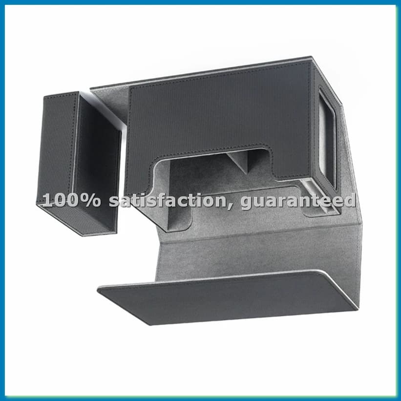 Card Deck Box with Display Window,Card Deck Case with Dice Tray Card Storage Box 35pt Magnetic Card Holder Gray