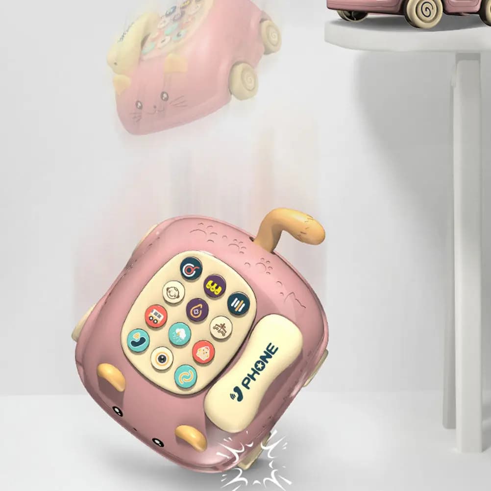 Set Giocattolo Telefono Simulato per Bambini, Macchina Narrativa a Forma di Gatto con Colori Vivaci, Gioco Sonoro con 12 Tasti, Musica e Chiamate Divertenti per l'Educazione Precoce