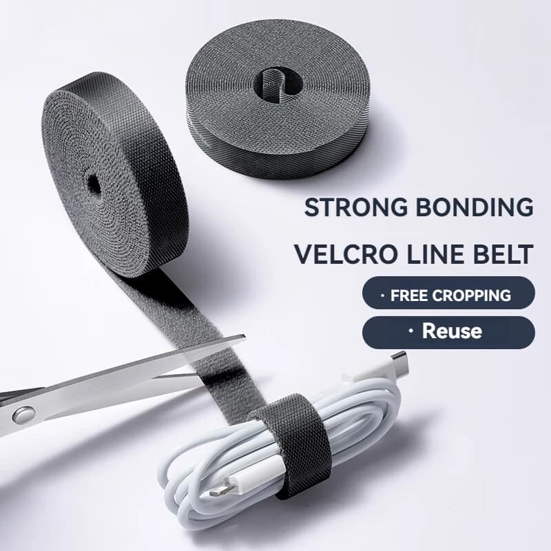 Double-sided self-adhesive velcro cable management tape can be cut data cable storage artifact bundle