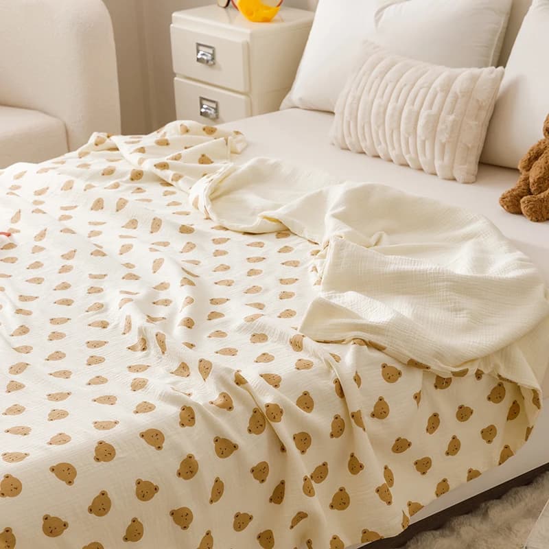 Coperta da tiro in cotone 100% super morbida di grado A, trapunta estiva in mussola di garza a 6 strati per divano, aereo, letto, bambino, adulto, traspirante, 150 * 200