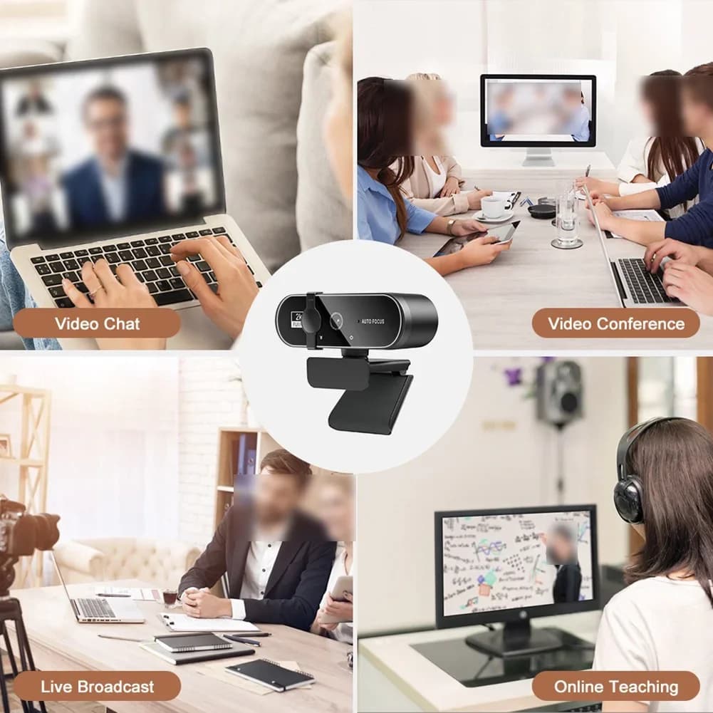4K HD webcam for online lessons, meetings and live streaming, portable USB camera accessories for laptop with automatic focus