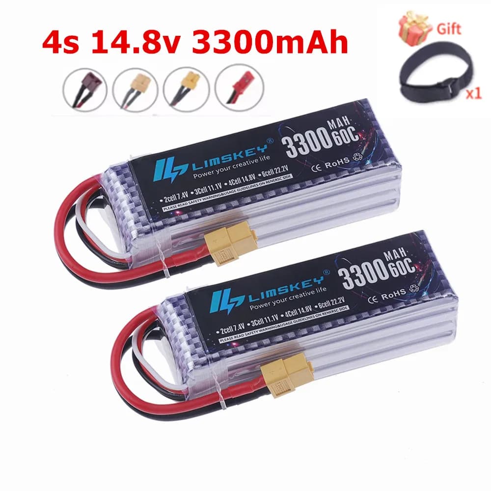 LiPo Rechargeable Battery 4S 3300mAh 60C 14.8V for RC FPV Racing Drone Quadcopter Drone Batteries With XT60 Connector Deans Plug
