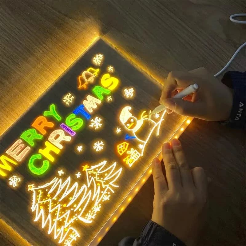 Tavola da Disegno Magica per Bambini: Tablet LCD Riutilizzabile con Luce Notturna LED, Lavagna Luminosa Cancellabile
