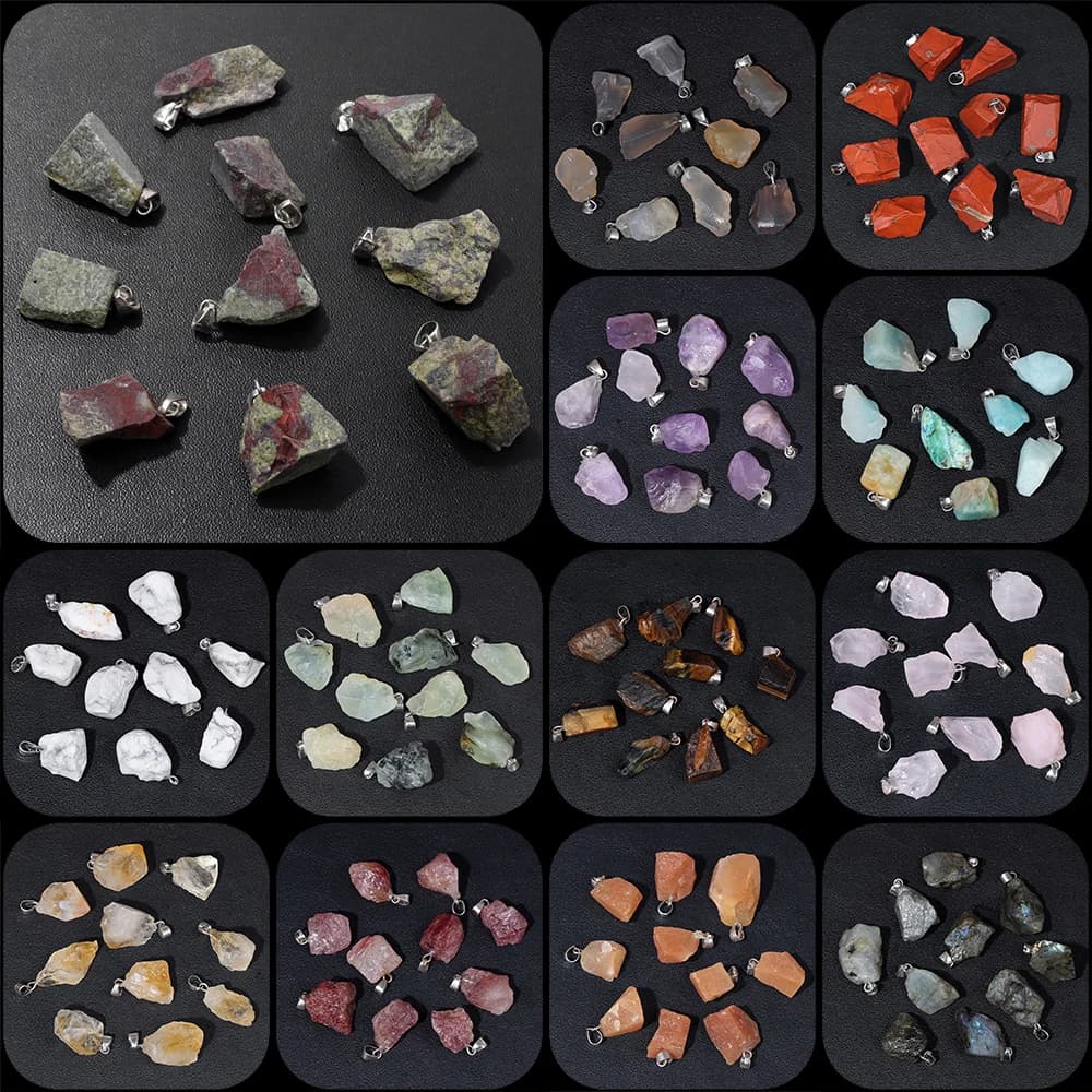 3 pezzi ciondolo in pietra grezza irregolare agata grezza naturale Citrines ametiste Jaspers ciondoli curativi per collana orecchini bracciale fai da te