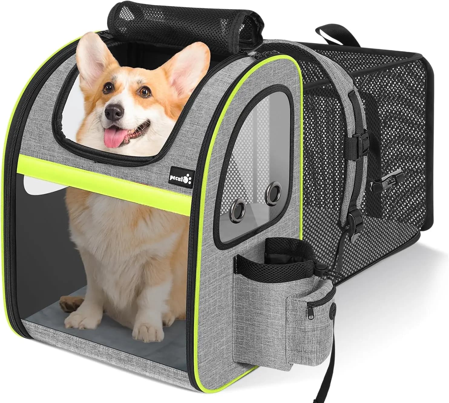 Zaino Trasportino Espandibile Grande per Cani e Gatti Fino a 10 kg, Rete Traspirante per Viaggi ed Escursioni