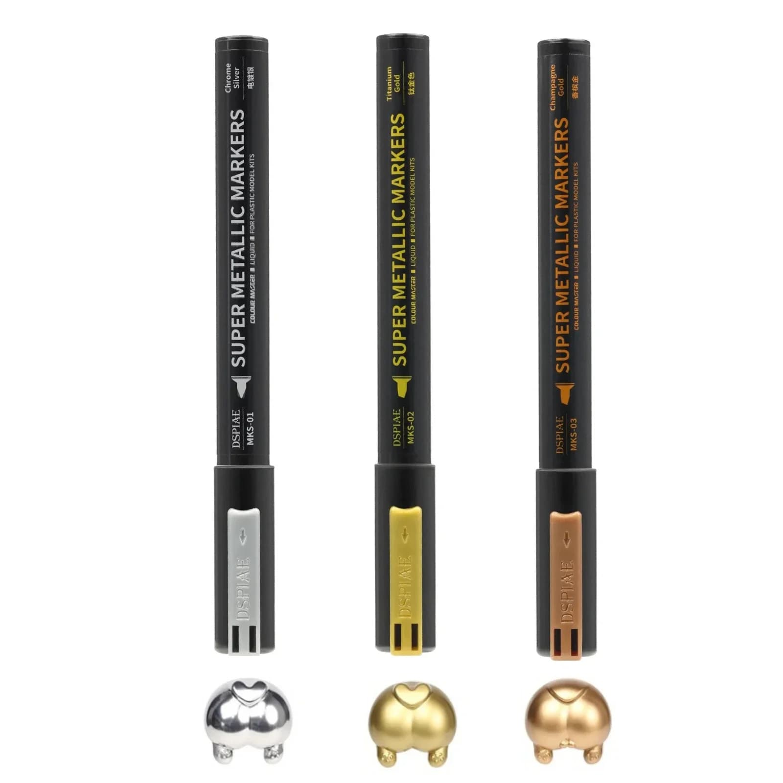 DSPIAE MKS Set di pittura con pennarelli a colori super metallici per modello militare Gundam Strumenti per la creazione fai-da-te Hobby fai da te Punta della penna da 0,5 mm 2,0 mm