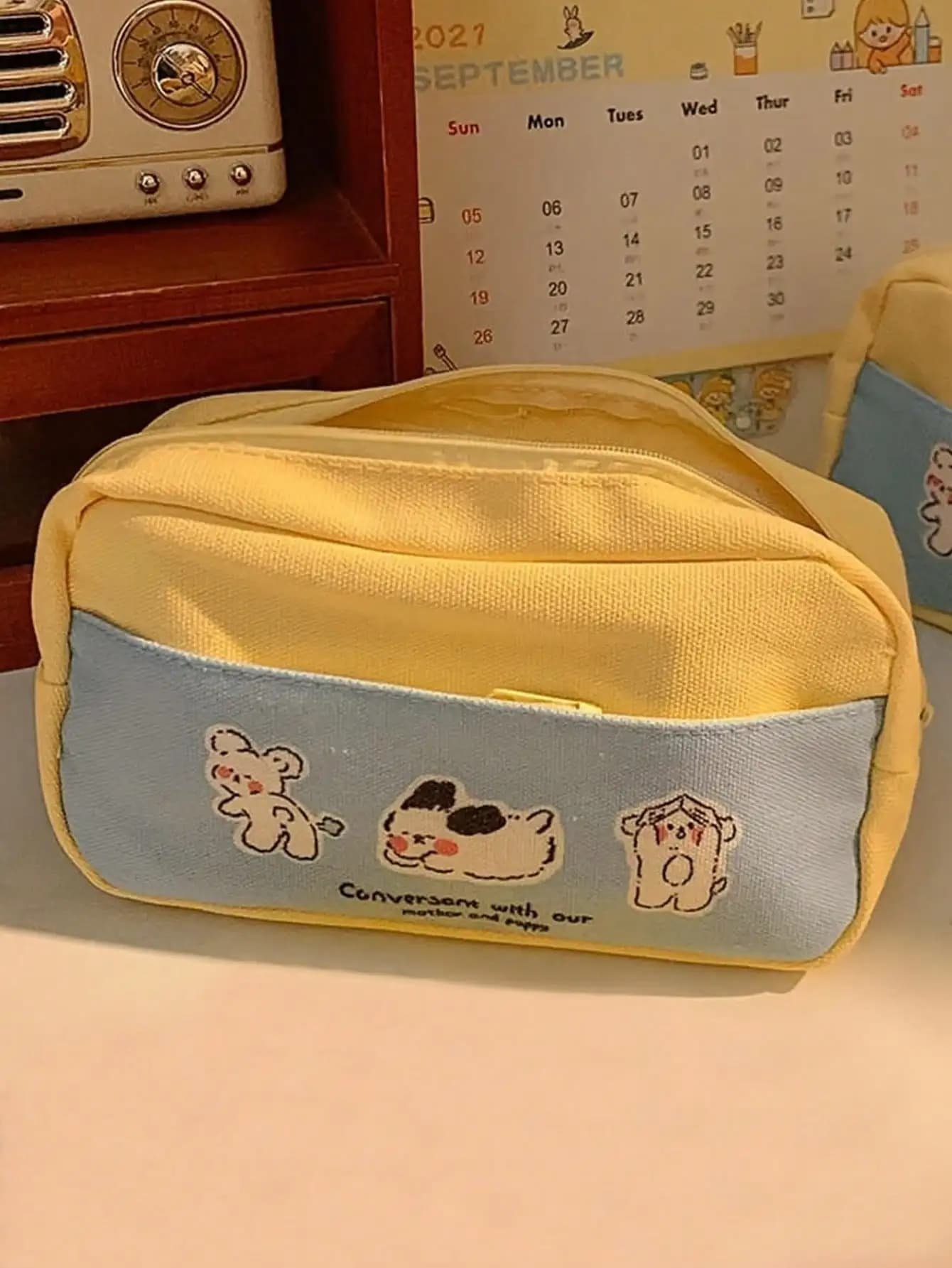 Astuccio a forma di cucciolo carino da 1 pezzo, di alta qualità per studenti delle scuole medie/elementari, custodia organizer per cancelleria di grande capacità